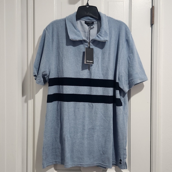 Ron Dorff Blue Terry Polo Shirt XXL - Picture 4 of 8